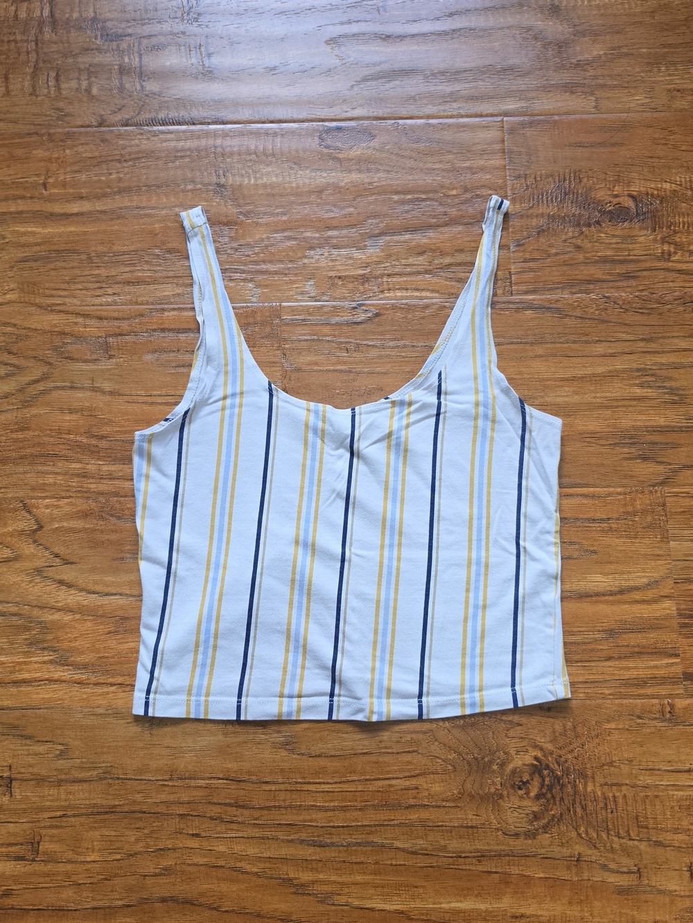 Forever 21 Vertical Stripe Scoop Neck Tank - Blue, Yellow, White